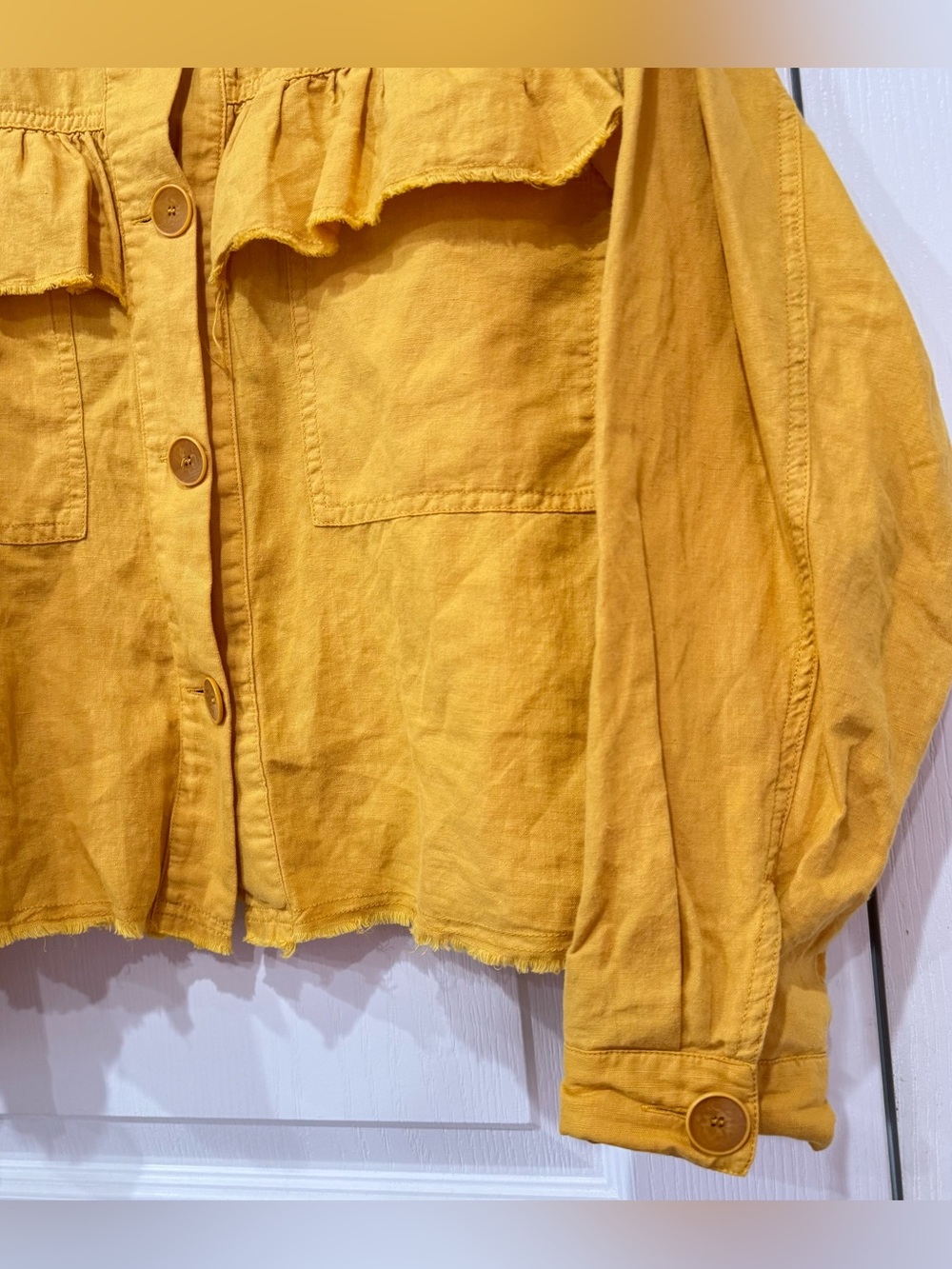 Zara Ruffle-Trim Button Jacket - Picture 3 of 6